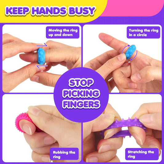 6/12Pcs Silicone Bracelet Ring Stone Textured Sensory Fidgets