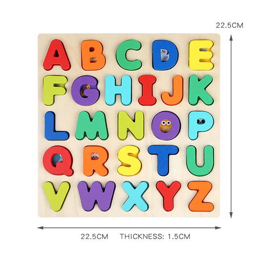 Kids Alphabetic Arithmetic Number Geometric Shapes Wooden Puzzles